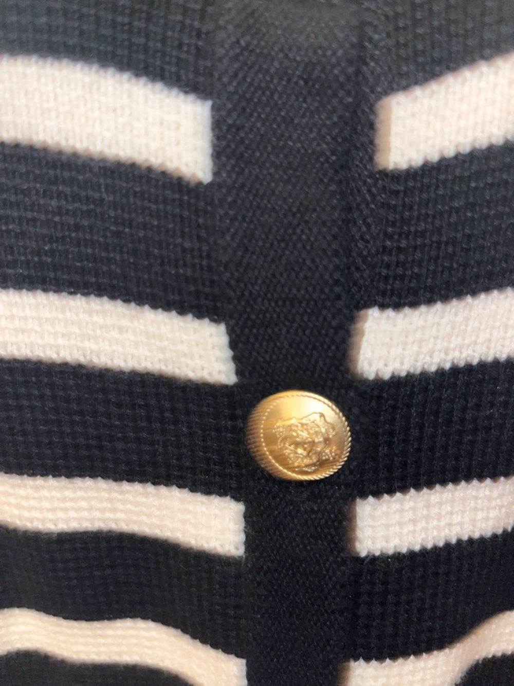 J. Crew Black & White Striped Gold-Button Cardigan - Picture 3 of 6